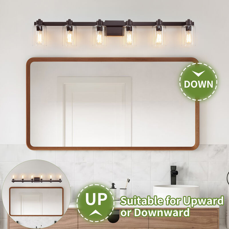 50" 6-Light Dimmable Indoor Wall Sconce with Clear Glass Shades image number 3