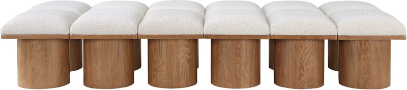 Meridian Furniture Pavilion Cream Boucle Fabric Bench