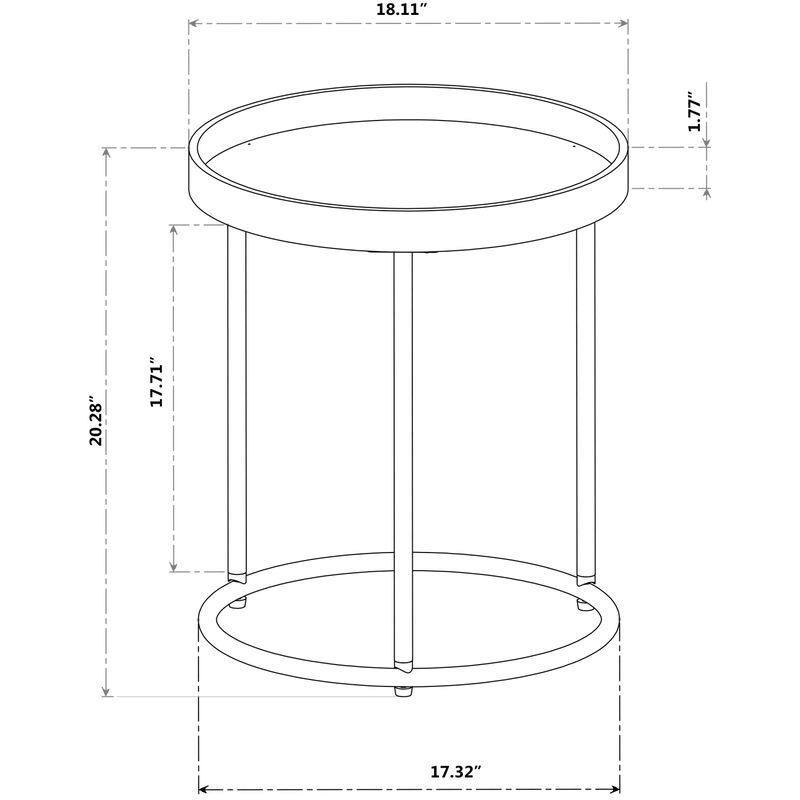 Streamdale Round Tray Table with Metal Frame, Espresso image number 2