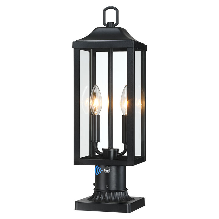 20 in. Dusk-to-Dawn Farmhouse Modern 2-Light  Outdoor Post Light