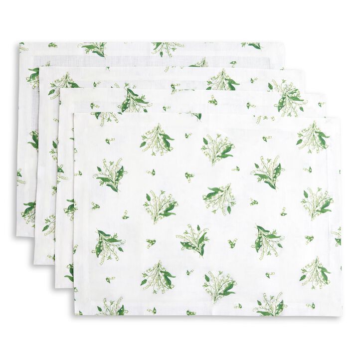 Solino Home 100% Pure Linen Placemats 14 x 19 Inch Set of 4 - Lily of the Valley