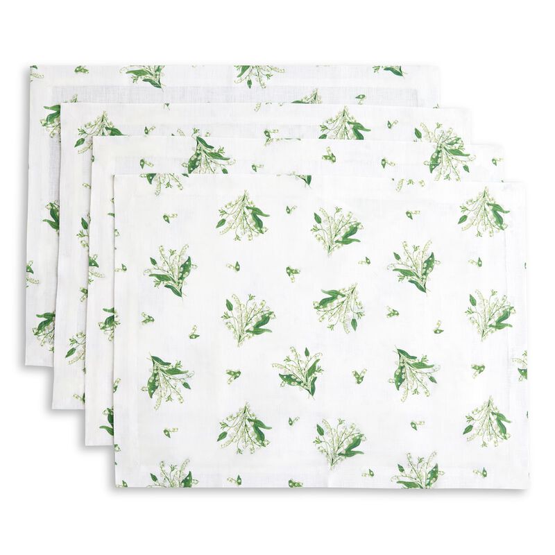 Solino Home 100% Pure Linen Placemats 14 x 19 Inch Set of 4 - Lily of the Valley