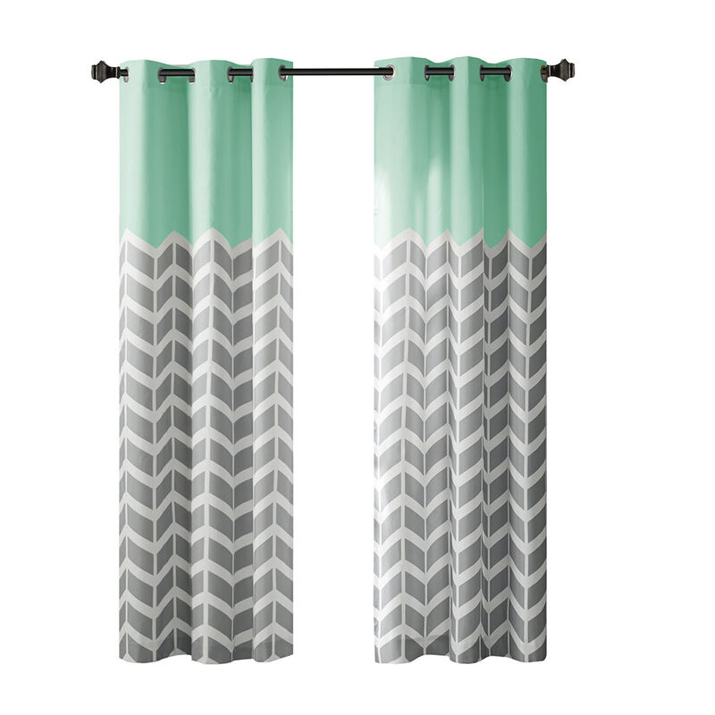 Gracie Mills Alethea Vibrant Chevron Printed Room Darkening Panel Pair - 42x63"