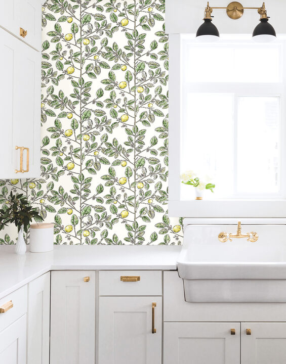 Limoncello Toile Green Wallpaper
