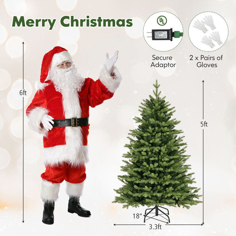 Artificial Xmas Tree Hinged with 11 Lighting Modes and Remote Control for Customizable Holiday Lighting image number 3