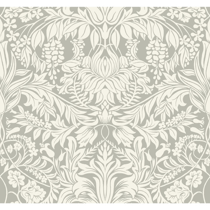 Lockwood Damask Grey Wallpaper