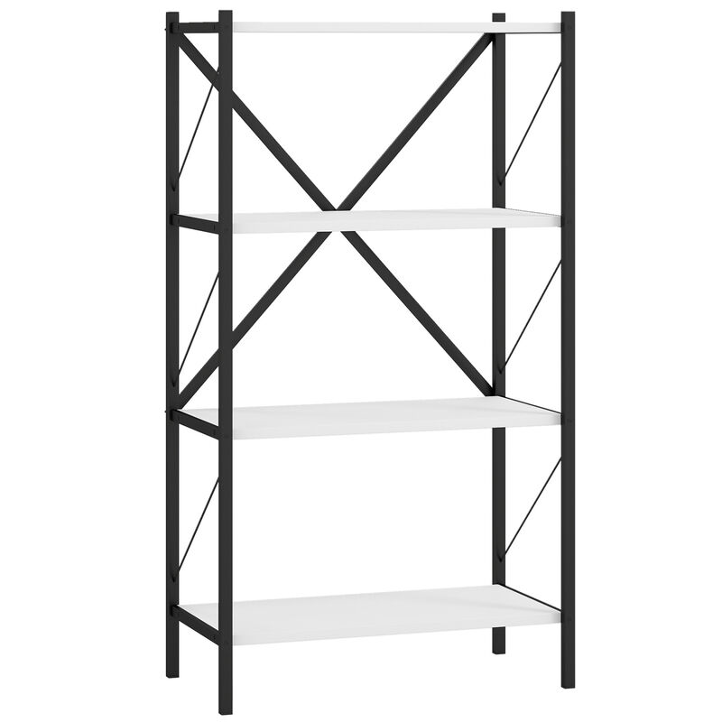 Heavy Duty 4 Tier Bookcase with Metal Frame, Open Display Shelf image number 0
