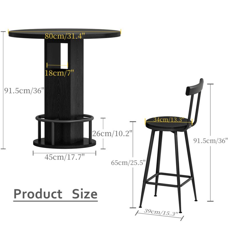 Naxvel 3‑Piece Bar Table and Stool Set image number 8