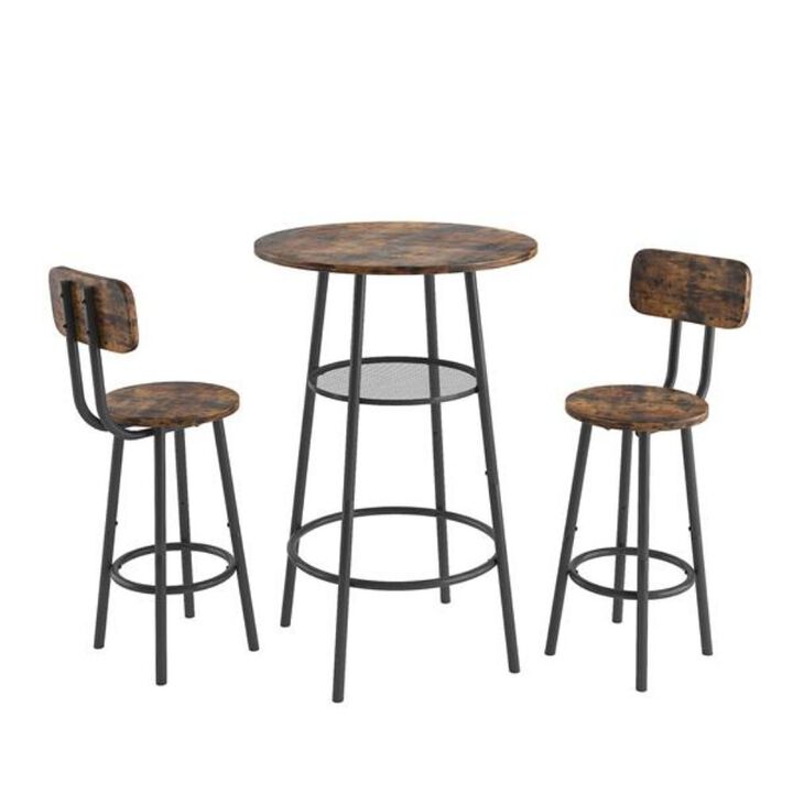 Bar Table Set Modern Pub Table with 2 Bar Stools for Kitchen or Dining Area
