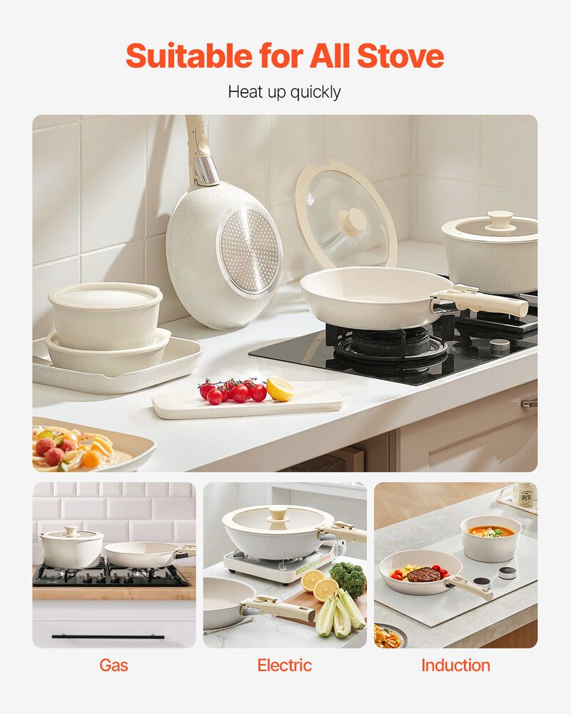 Granite Nonstick 17-Piece Cookware Set for Induction Stovetops