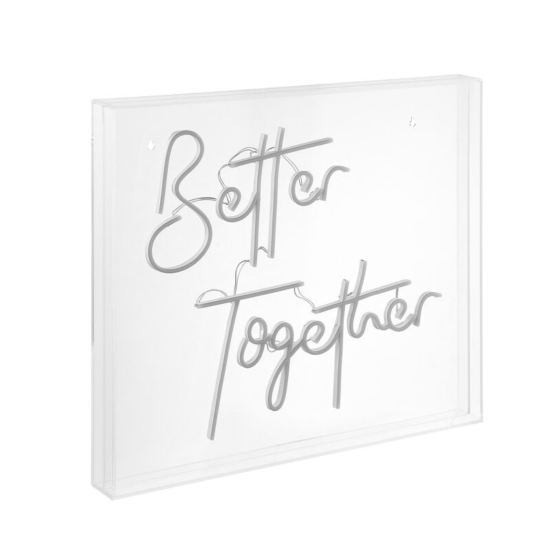 Better Together 23.63" X 20" Contemporary Glam Acrylic Box USB Operated LED Neon Light