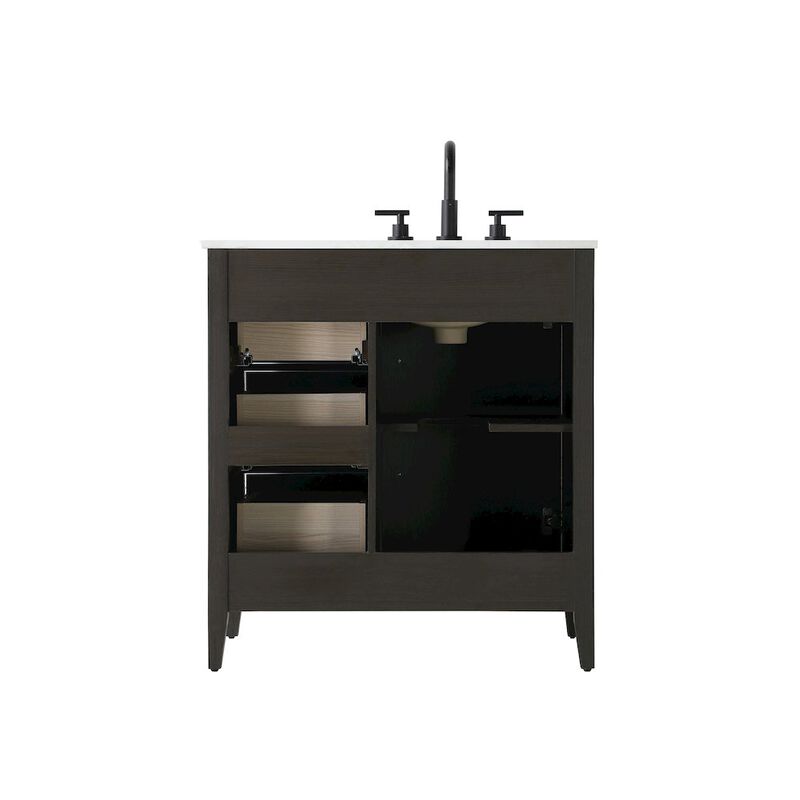 Elegant Kitchen and Bath 32 Inch Single Bathroom Vanity In Mocha Brown