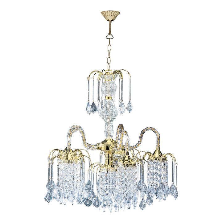 Hivvago Two Tier Crystal and Gold Hanging Chandelier Light