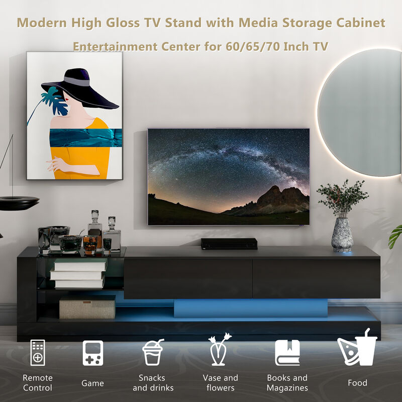 Merax TV Stand with Two Media Storage Cabinets
