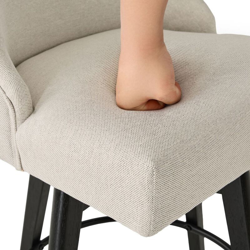 Counter Height Bar Stools, 26" Swivel Barstools with Backs, Linen Bar Chairs for Dining Room, White image number 7