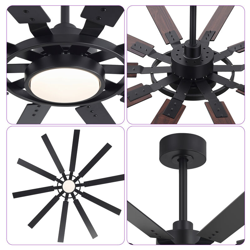 Breezary 72in Ceiling Fan with Light, 10 Blade fan, Remote Control, 6 Speeds, Reversible Airflow, Quiet Indoor Fan image number 5