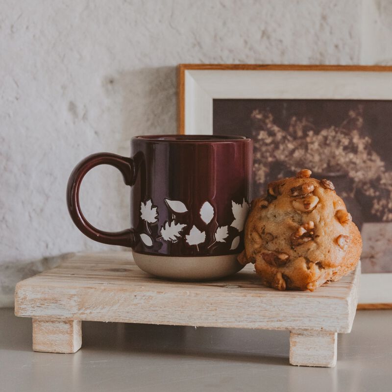 Brown Leaves 14 oz Stoneware Coffee Mug image number 1