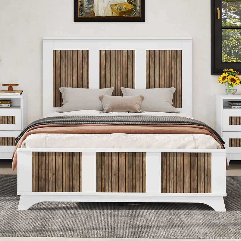 Merax Farmhouse Wooden Platform Bed for Bedroom