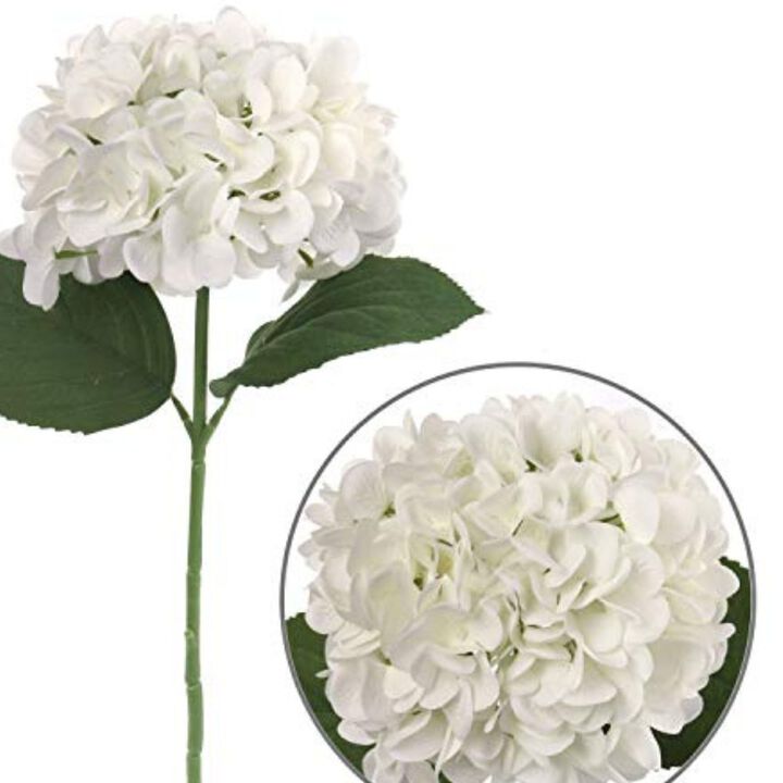 White Hydrangea Silk Flowers | Three 18 Inch Stems Per Order, Silk Hydrangea Decorations for Home, Wedding, Centerpieces, Floral Arrangements - Perfect in Vase