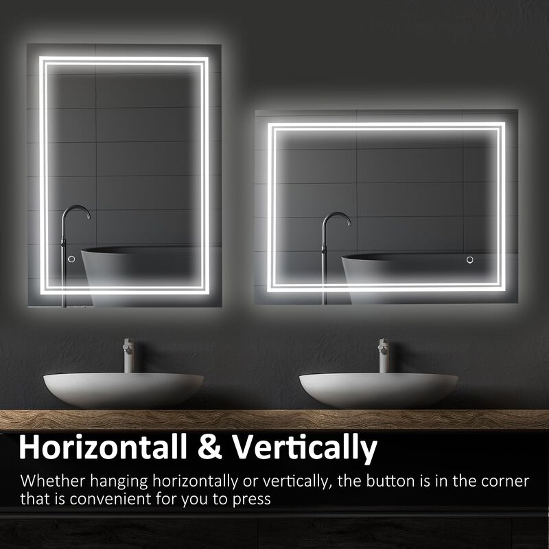 Modern Bathroom Mirror: 32x24 LED Lighted Smart Touch Vanity Mirror