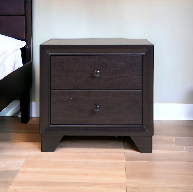 Solid Wood 2-Drawer Nightstand with Storage