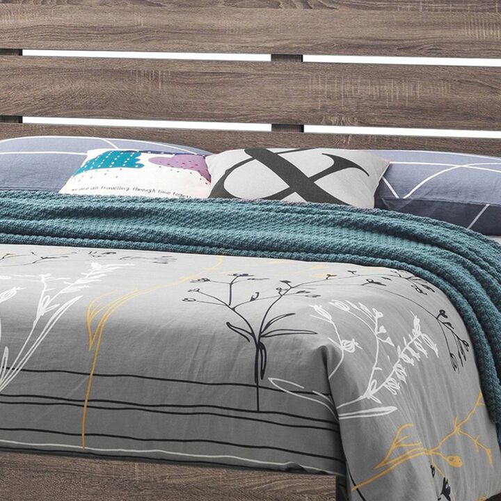 Eastern King Bed with Panel Headboard and Footboard, Brown