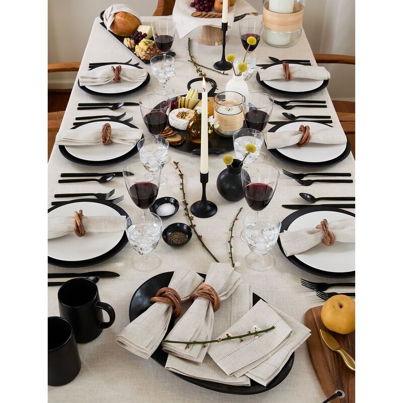 Solino Home Classic Hemstitch 100% Linen Tablecloth &ndash; Handcrafted, Machine Washable, Perfect for Holiday and Everyday Dining