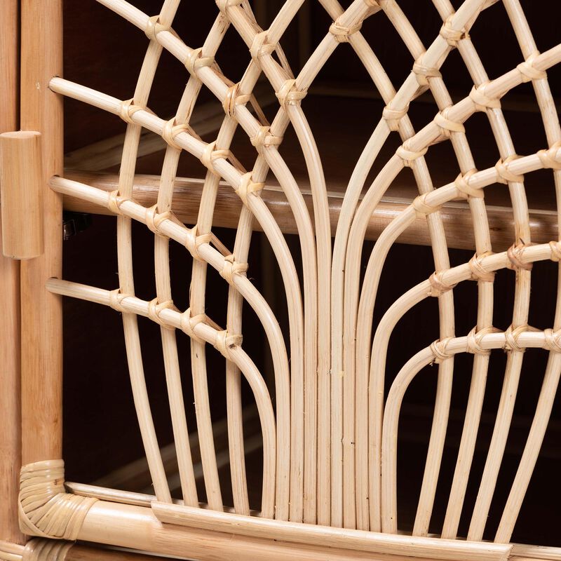 Bali & Pari Danna Modern Bohemian Natural Brown Rattan Nightstand