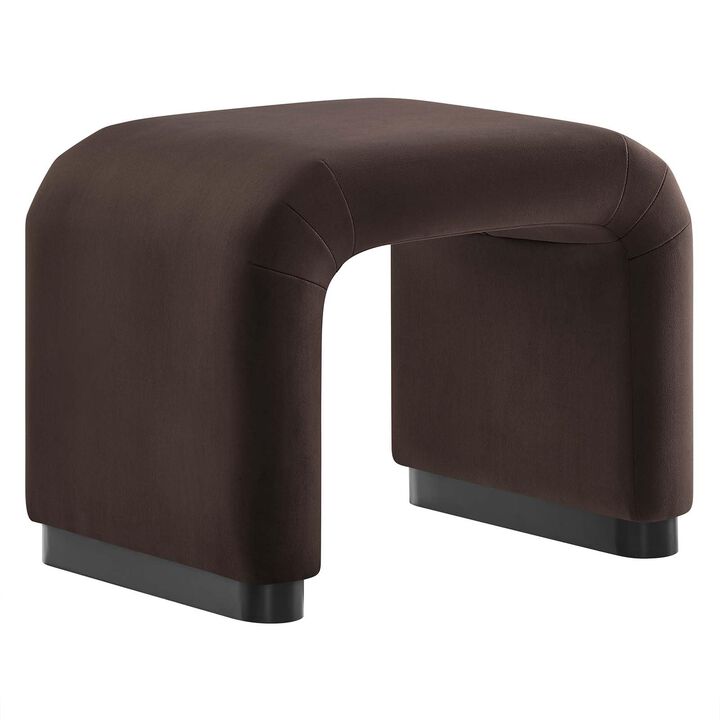 Modway Koda 24" Performance Velvet Upholstered Waterfall Stool or Side Table in Brass Rust, 24 Inches