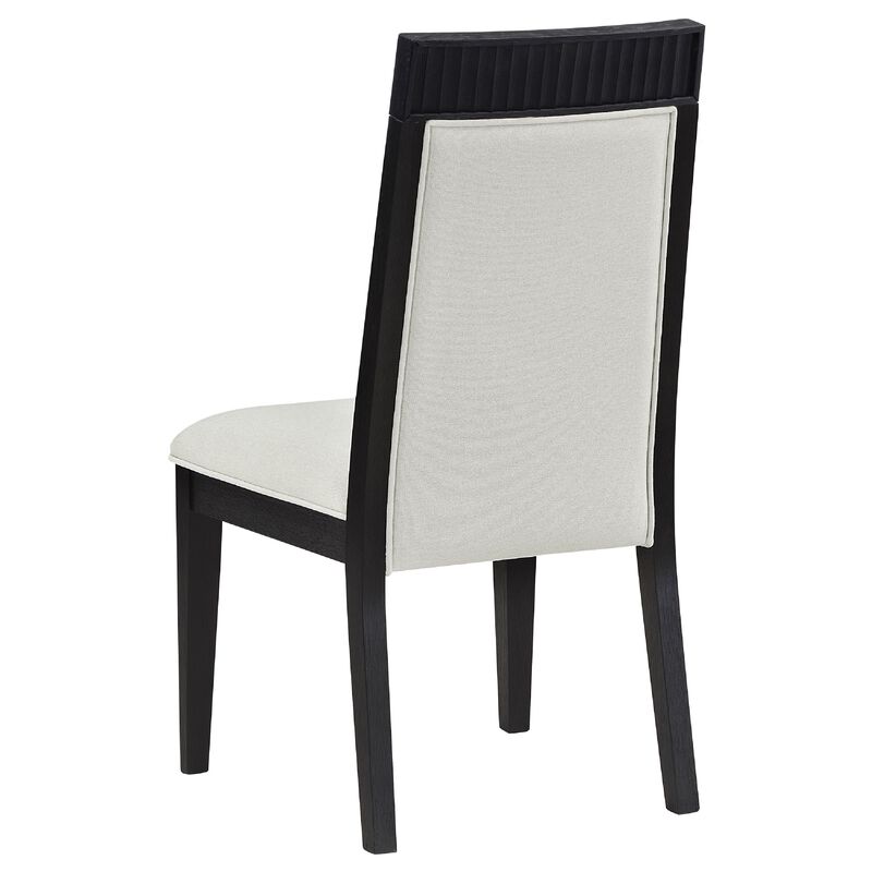 Jack Dining Side Chair Set of 2, Ivory Cushions, Black Ribbed Frame image number 5