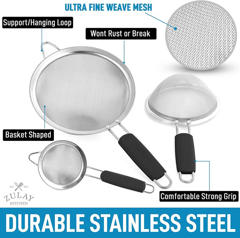 Premium Stainless Steel Fine Mesh Strainer Set