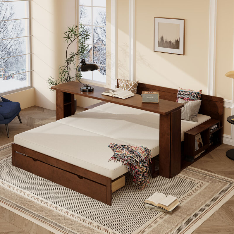 Merax Queen Size Daybed with Removable Desk image number 5