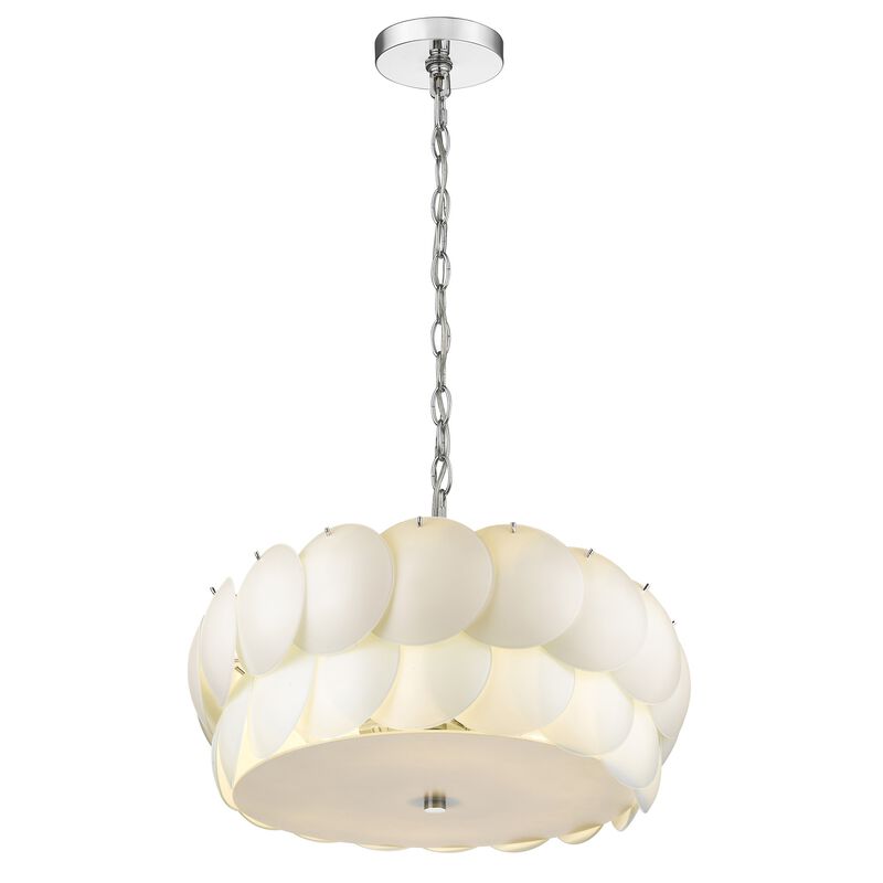 Hivvago Selene 6-Light Polished Chrome Pendant With Overlapping Frosted White Glass Discs Shade