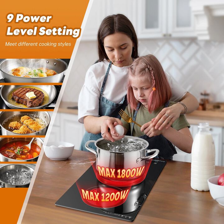 Electric Cooktop 12 inches 2-Burner Built-In