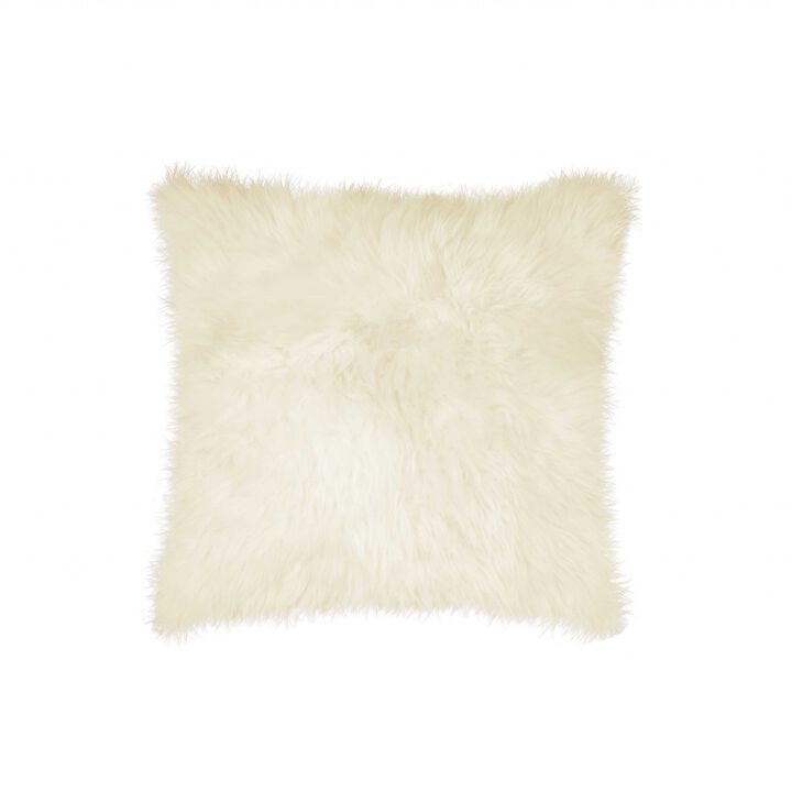 Sheepskin Decorative Throw Pillow &ndash; Soft Furry Cushion for Bedroom & Lounge
