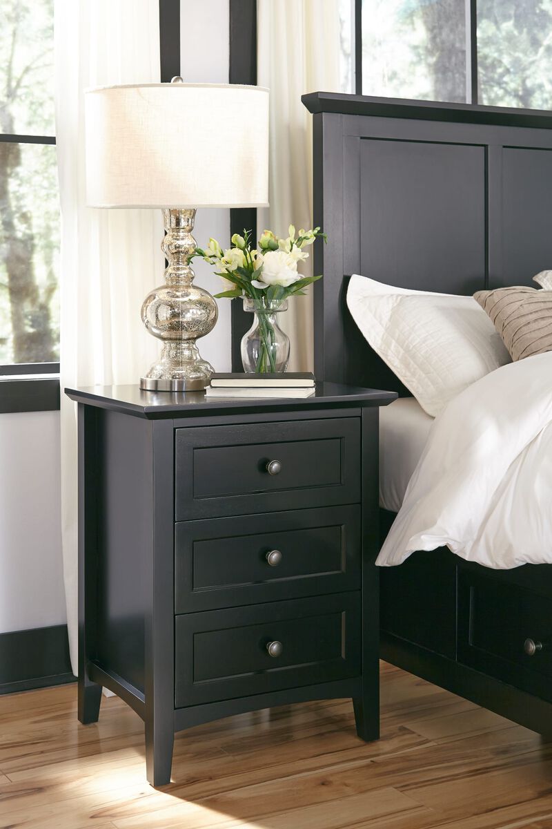 Paragon Three-Drawer Nightstand in Black
