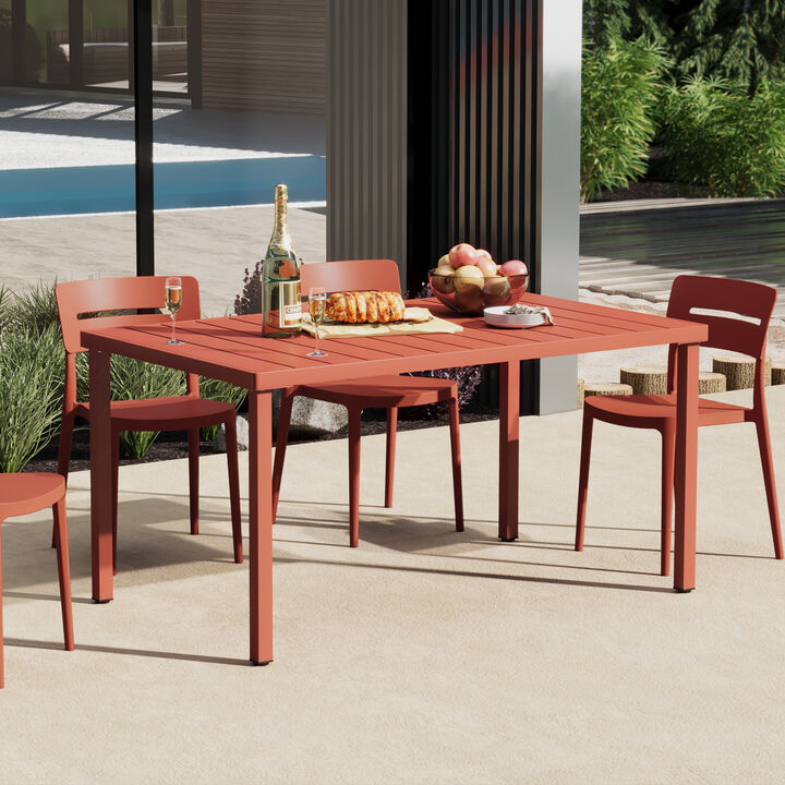 WestinTrends 59" Iron Metal Outdoor Rectangular Patio Dining Table For 6