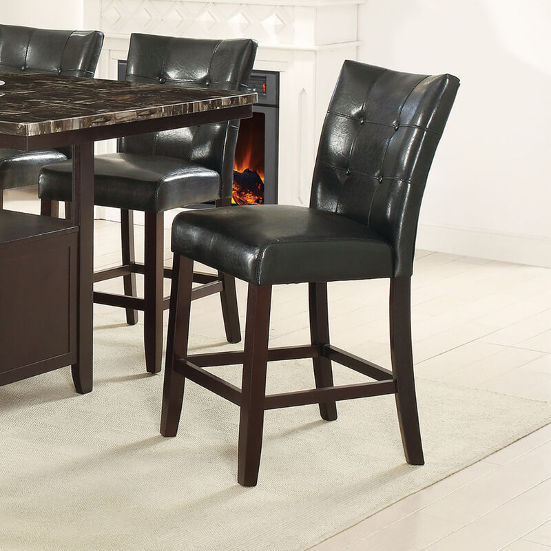 Leather Upholstered High Dining Chair, Black(Set of 2)