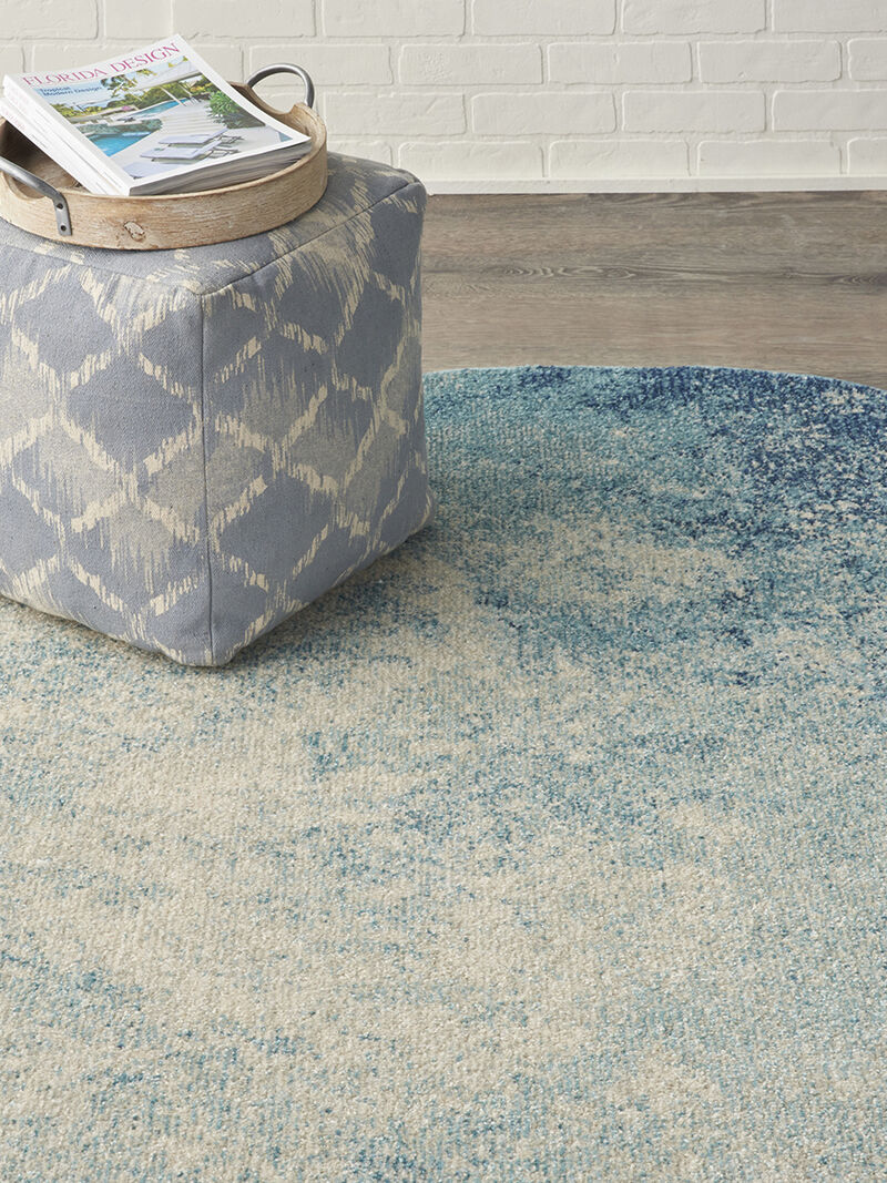 Passion PSN10 Navy/Light Blue 4' x Round Rug image number 7