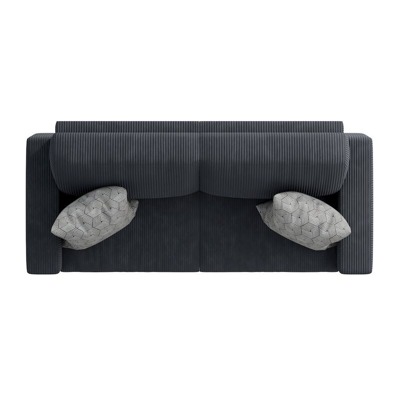 HL Home Furnishings Small Space Sofa in Soft Comfy Charcoal Gray Corduroy Fabric