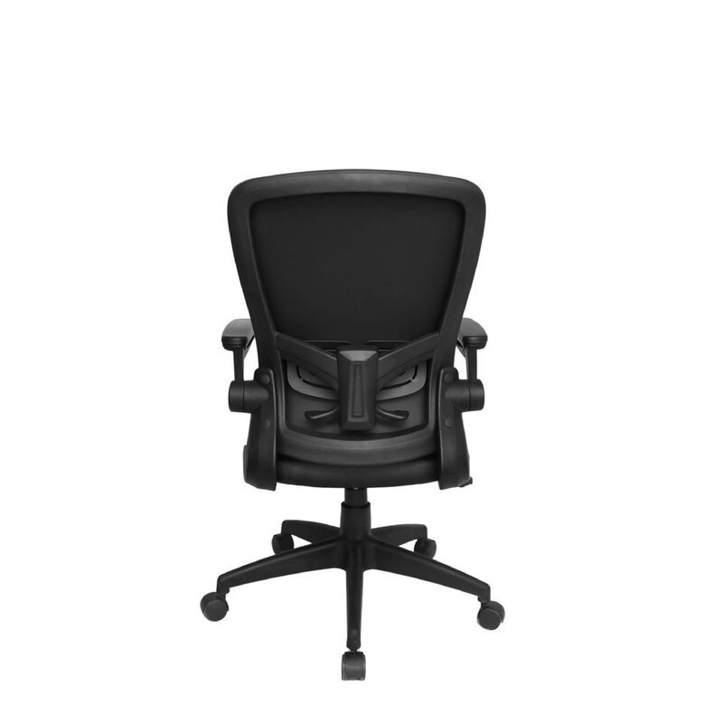 Swivel Task Chair, Flip Arm, Height Adjustable, Black Antimicrobial Vinyl image number 3