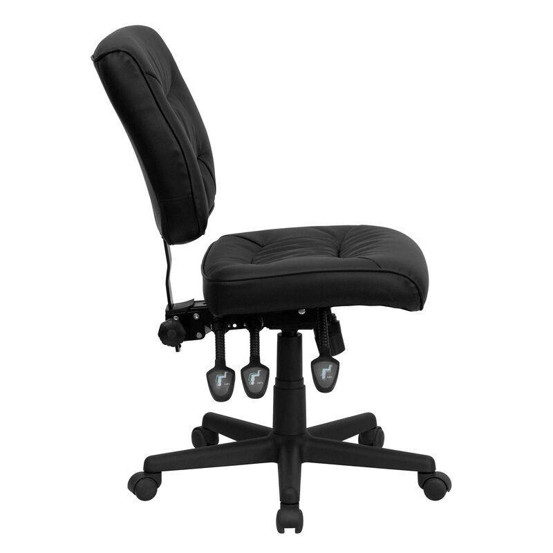 Cole Mid-Back Black LeatherSoft Multifunction Swivel Ergonomic Task Office Chair