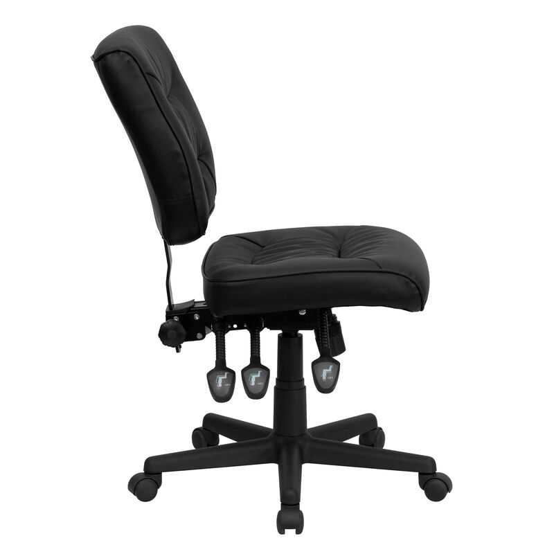 Cole Mid-Back Black LeatherSoft Multifunction Swivel Ergonomic Task Office Chair image number 8