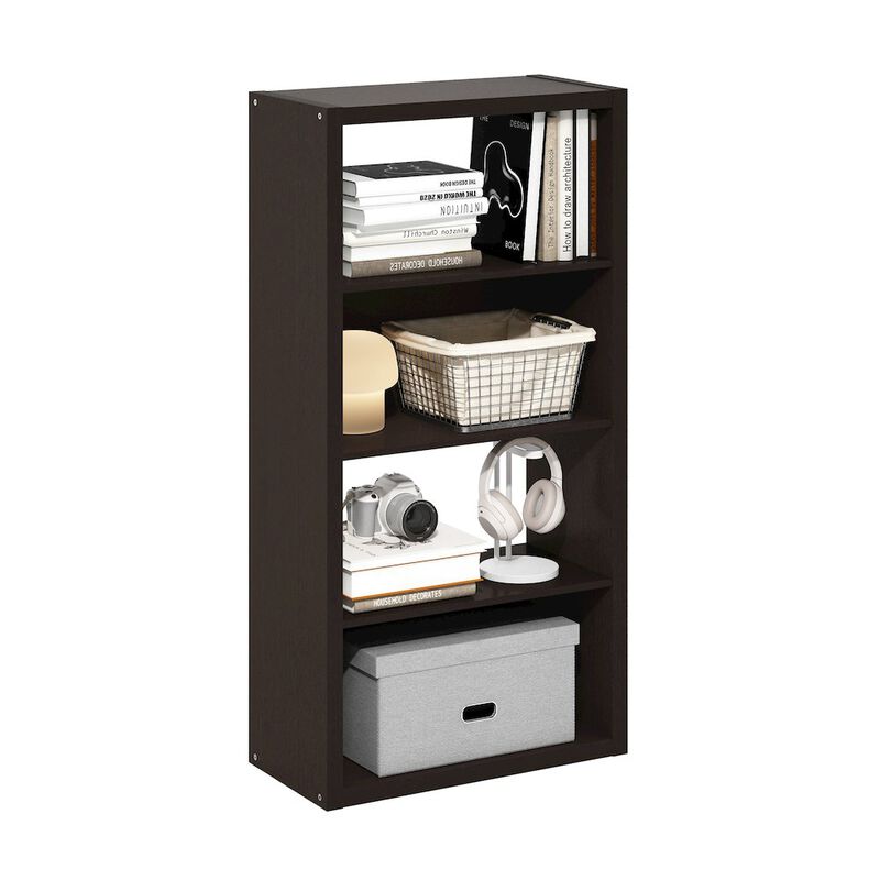 Viola 4-Tier Open Shelf Bookcase, Bookshelf, Dark Oak