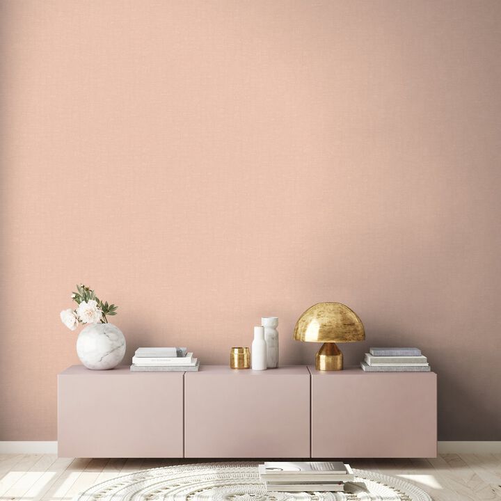 Fusion Linen Effect Textured Pink Wallpaper FS72016