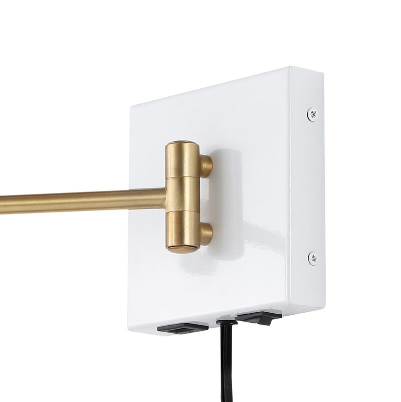 Hygge Swing Arm Modern Midcentury Iron USB Charging Port LED Sconce