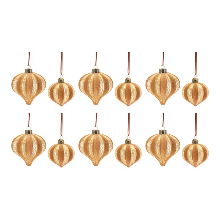 Set of 12 Glass Ornaments - 3.25"H, 4.5"H for Holiday and Seasonal Styling