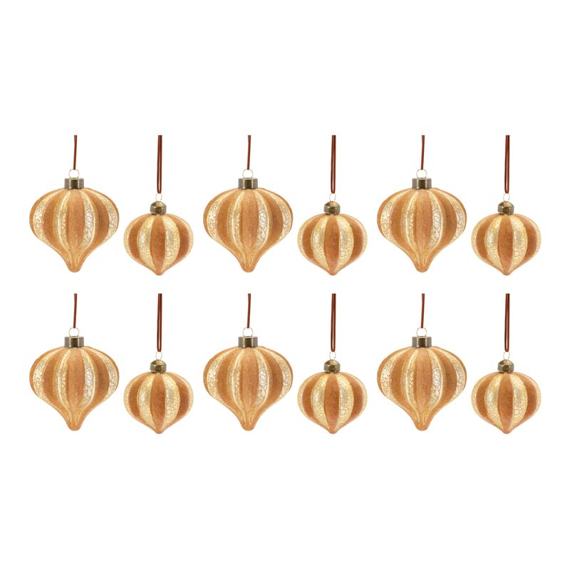 Set of 12 Glass Ornaments - 3.25"H, 4.5"H for Holiday and Seasonal Styling image number 0