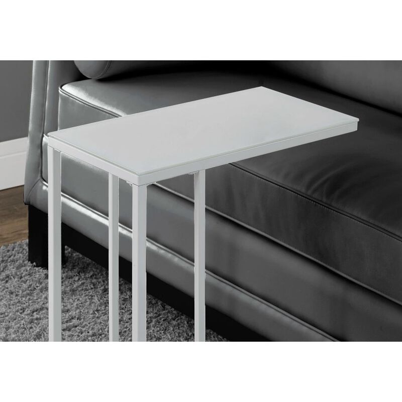 Contemporary Tempered Glass Accent Table – Sleek Metal Side Table for Living Room or Office