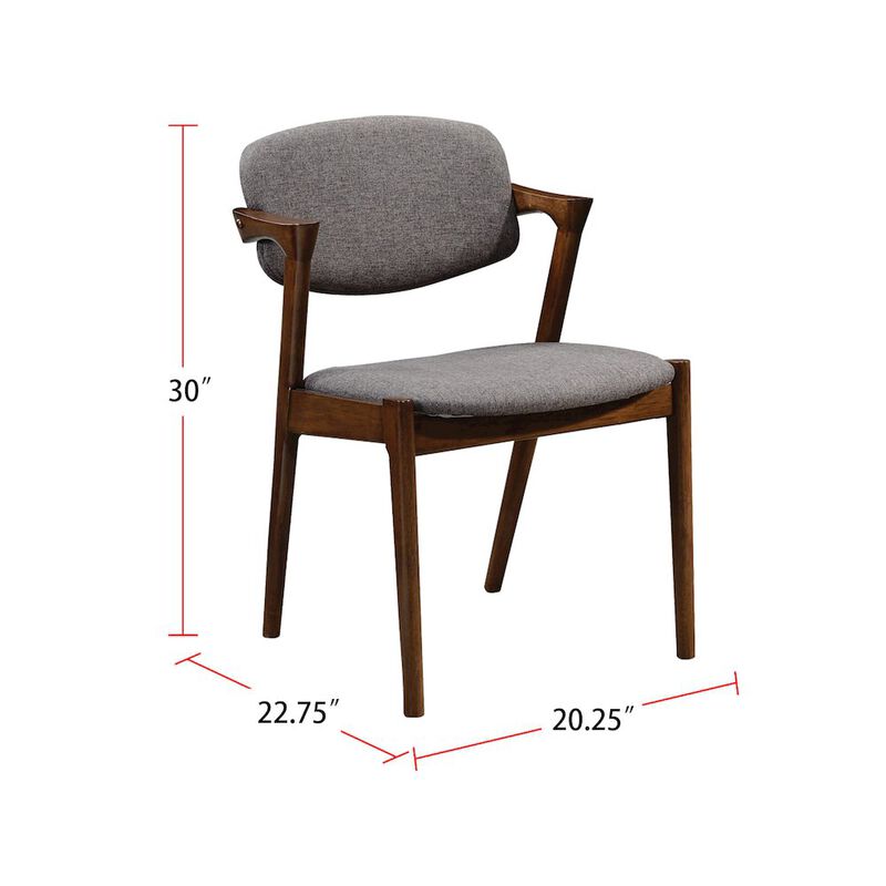 Simple Relax Set of 2 Dining Side Chairs in Grey and Dark Walnut image number 3